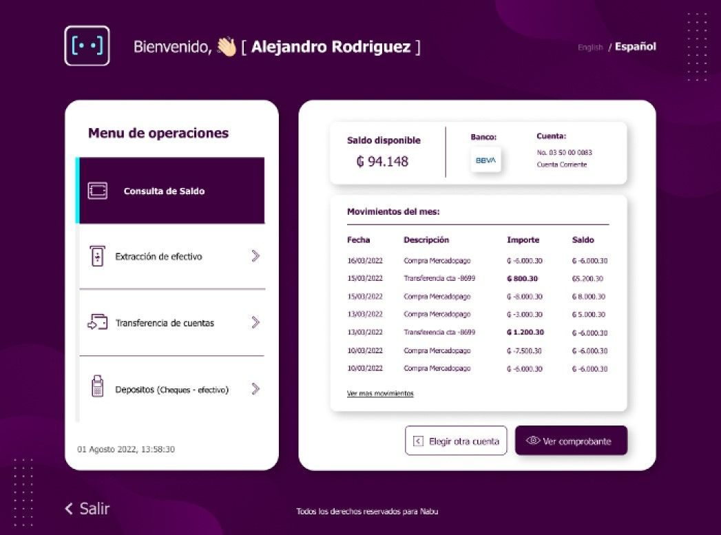 Captura de pantalla del sistema Nabú